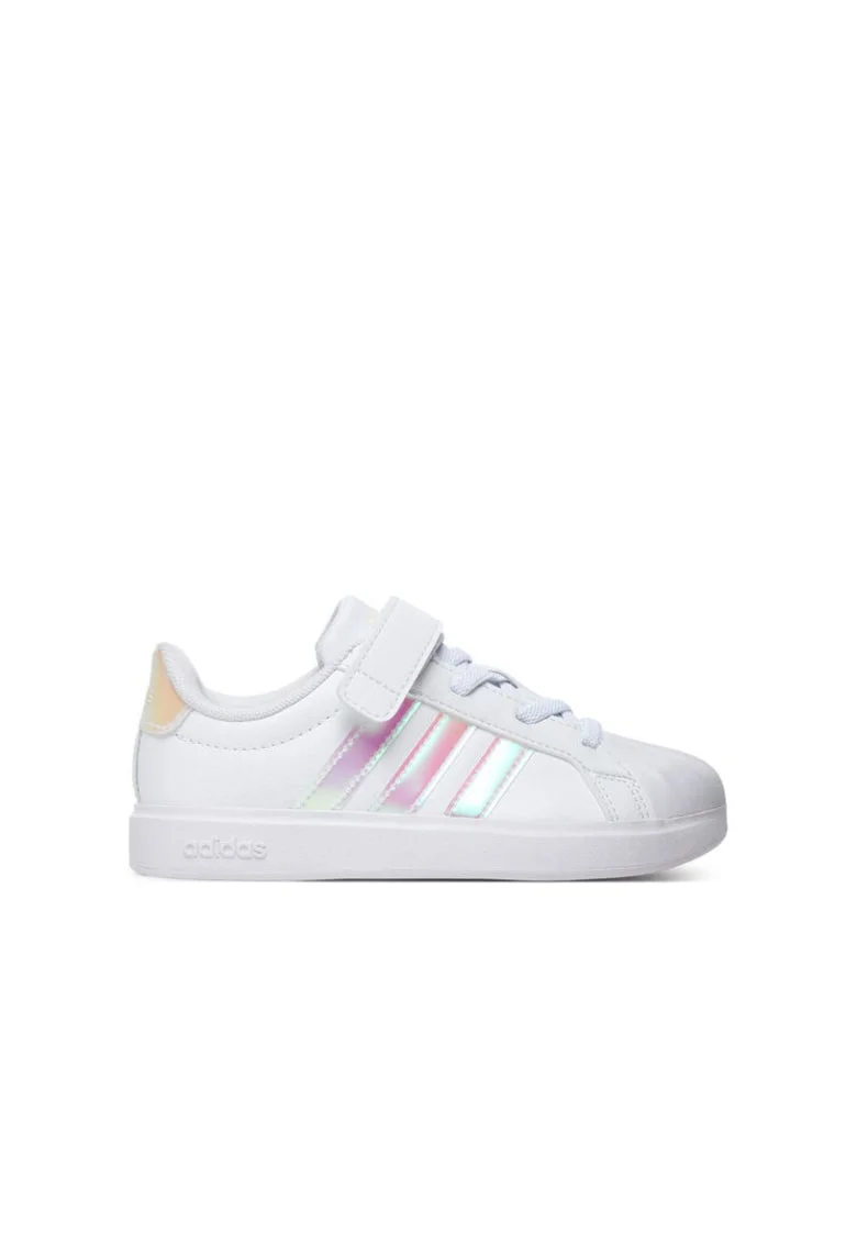 Pantofi sport copii,  sneakers, velcro, alb, sintetic