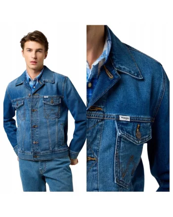 Jacheta Barbati,  Denim Jacket, Regular Fit, Maneca Lunga, Cu Guler, Design Clasic, Denim Aspect, Bumbac, M INTL, Albastru
