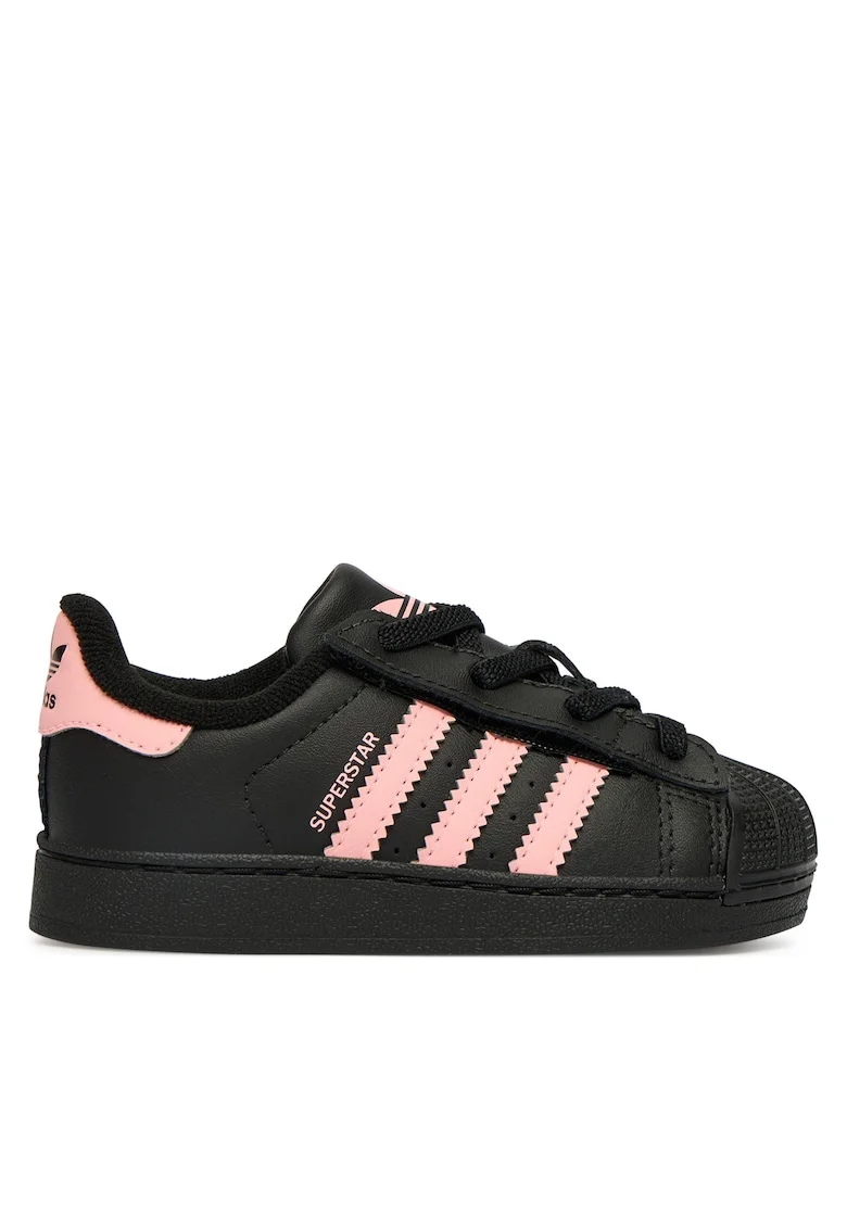 Pantofi sport copii,  piele ecologica, velcro, negru/roz