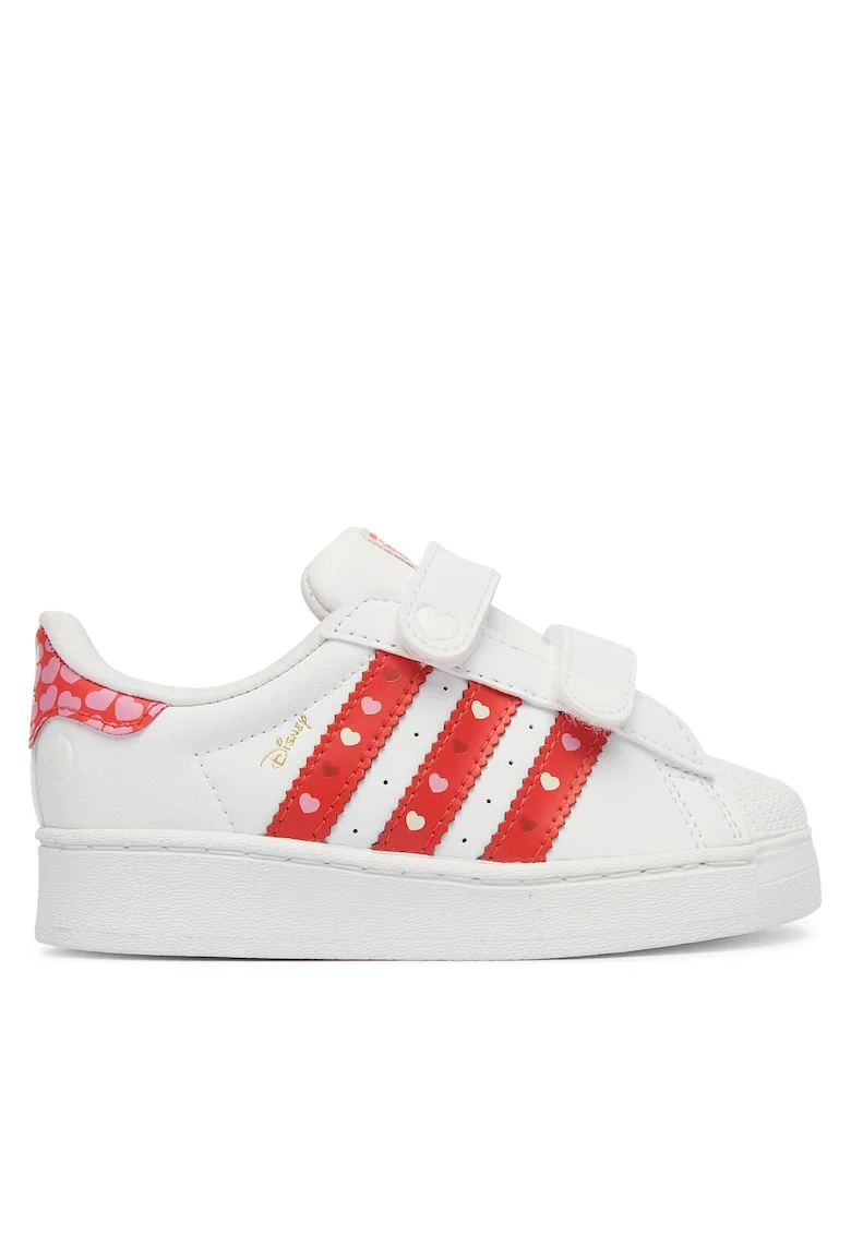 Pantofi sport copii,  piele naturala, alb/rosu, sistem inchidere Velcro