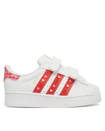 Pantofi sport copii,  piele naturala, alb/rosu, sistem inchidere Velcro