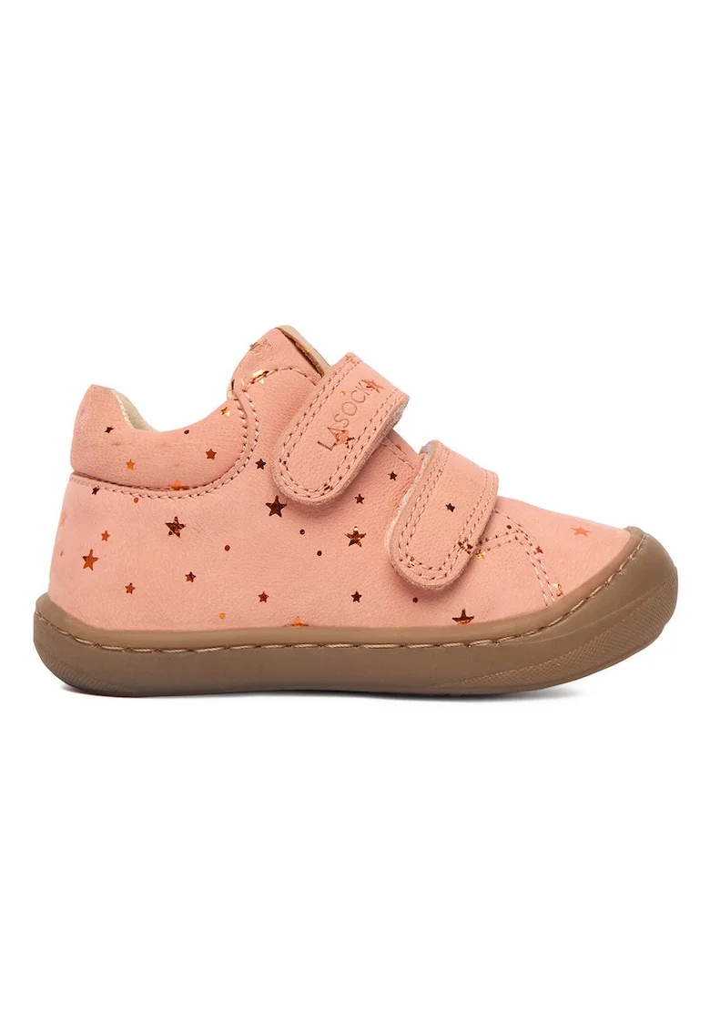 Pantofi sport copii,  piele naturala, portocaliu, sistem inchidere Velcro