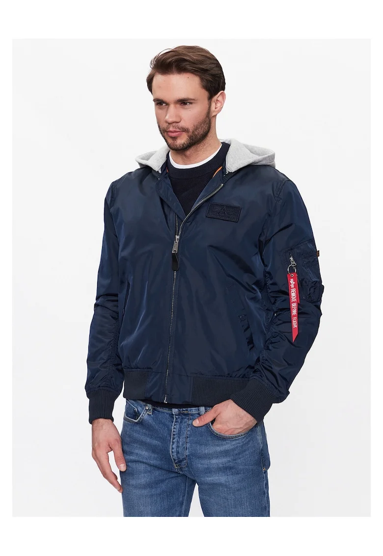 Geaca bomber Barbati,  Nailon, Bleumarin