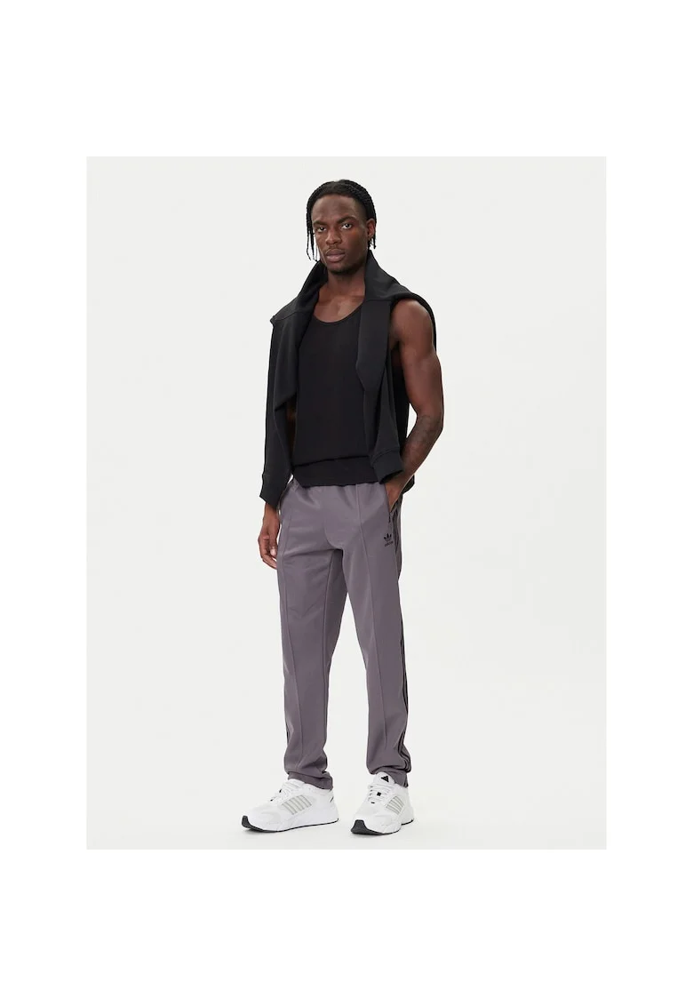 Pantaloni sport barbati,  gri, bumbac si poliester reciclat,