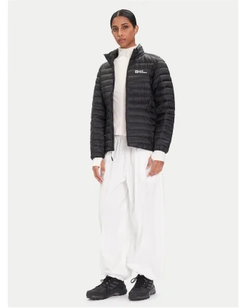 Geaca de puf dama,  neagra, poliester reciclat, cu fermoar