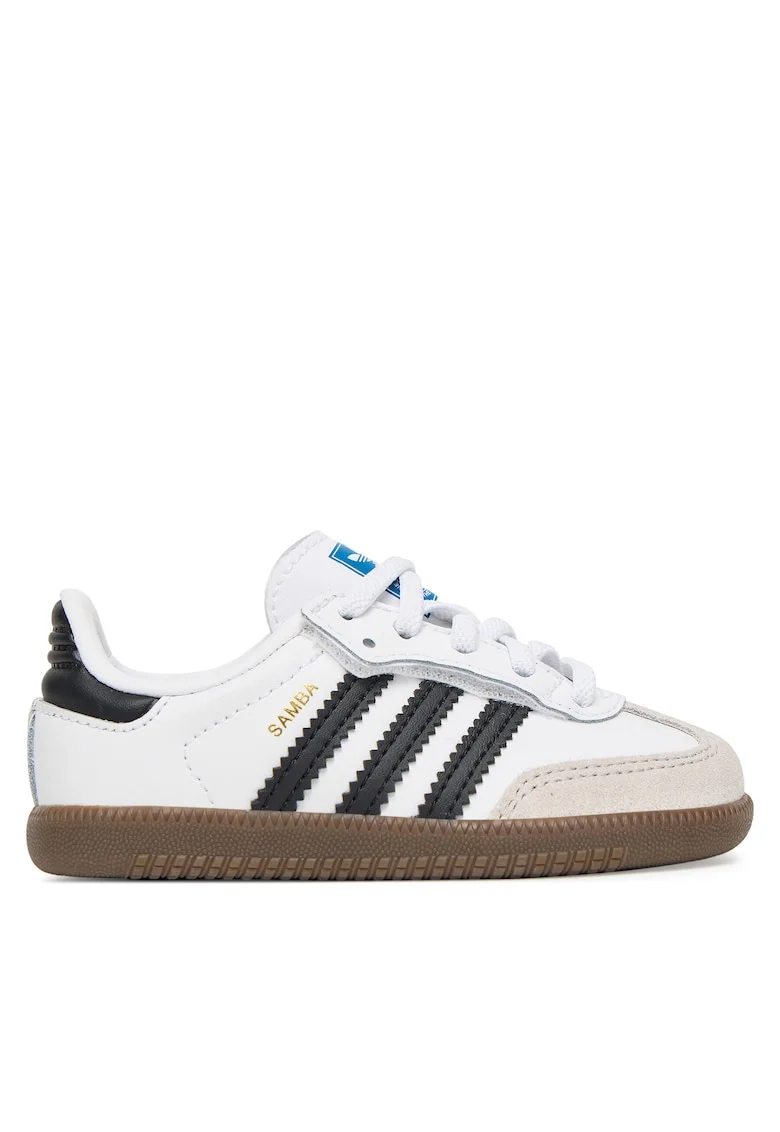 Pantofi sport copii,  Samba, piele naturala, alb, sistem inchidere Velcro