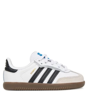 Pantofi sport copii,  Samba, piele naturala, alb, sistem inchidere Velcro