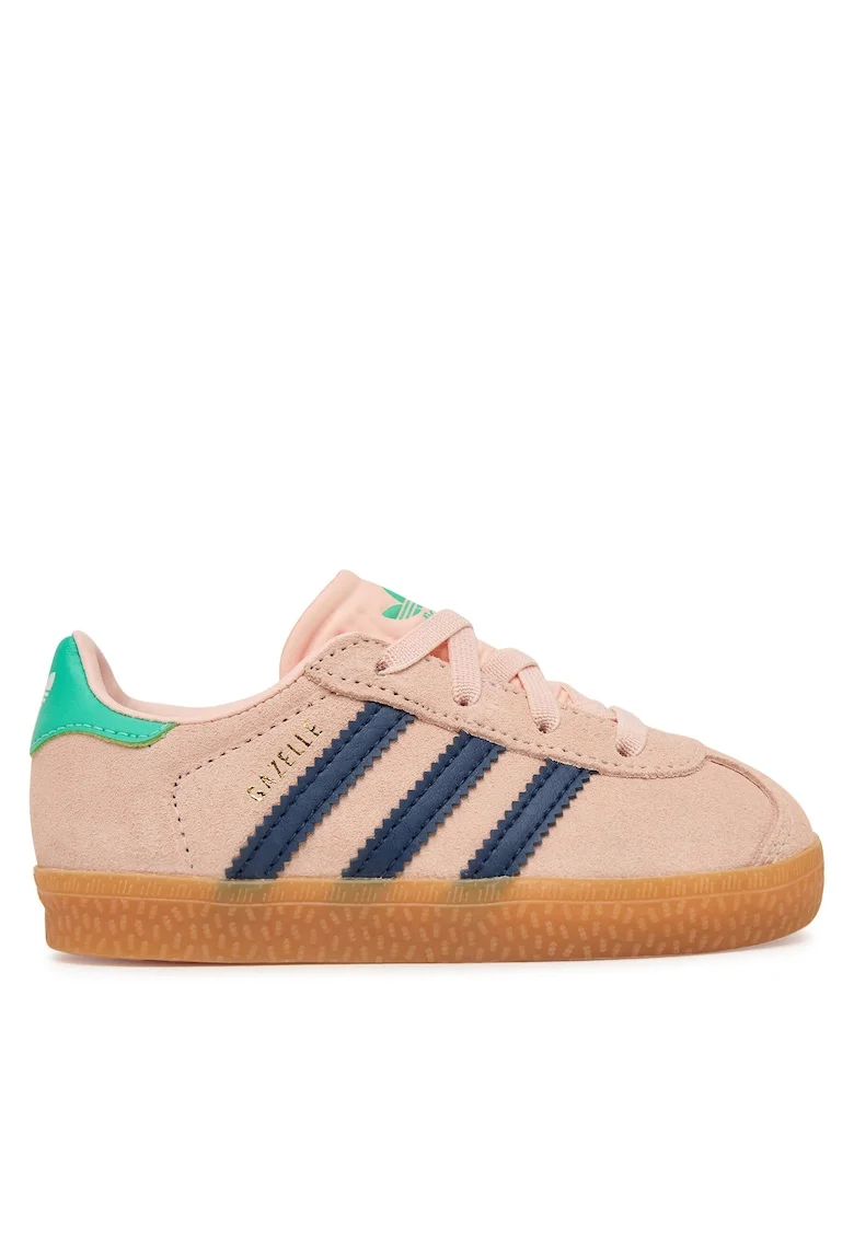 Pantofi sport copii,  Gazelle, piele naturala, roz, sistem inchidere Velcro