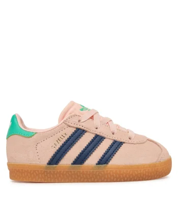 Pantofi sport copii,  Gazelle, piele naturala, roz, sistem inchidere Velcro