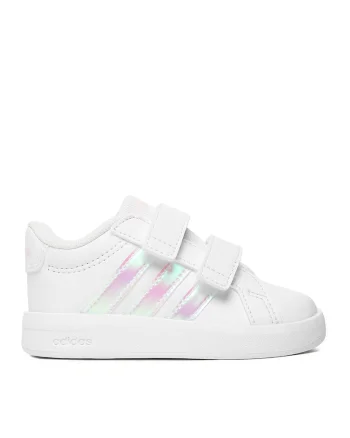 Pantofi sport copii, textil, sistem inchidere velcro, Alb