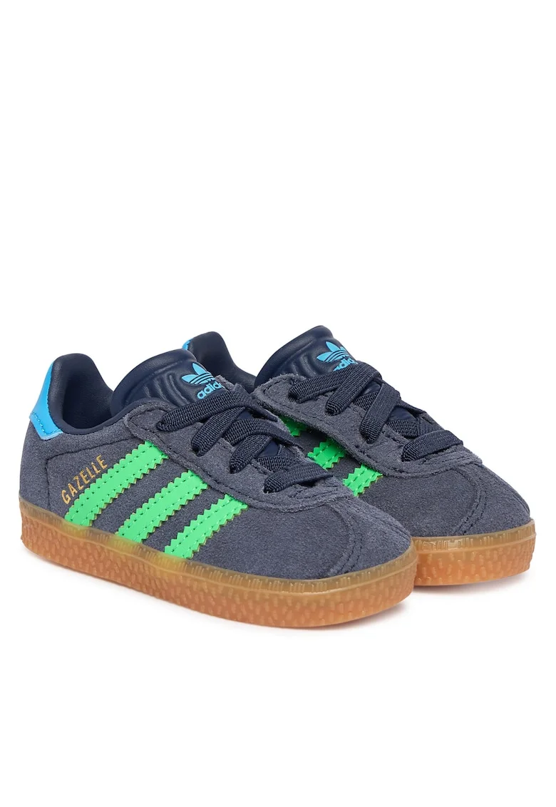 Pantofi sport copii,  piele naturala, albastru, sistem inchidere Velcro,