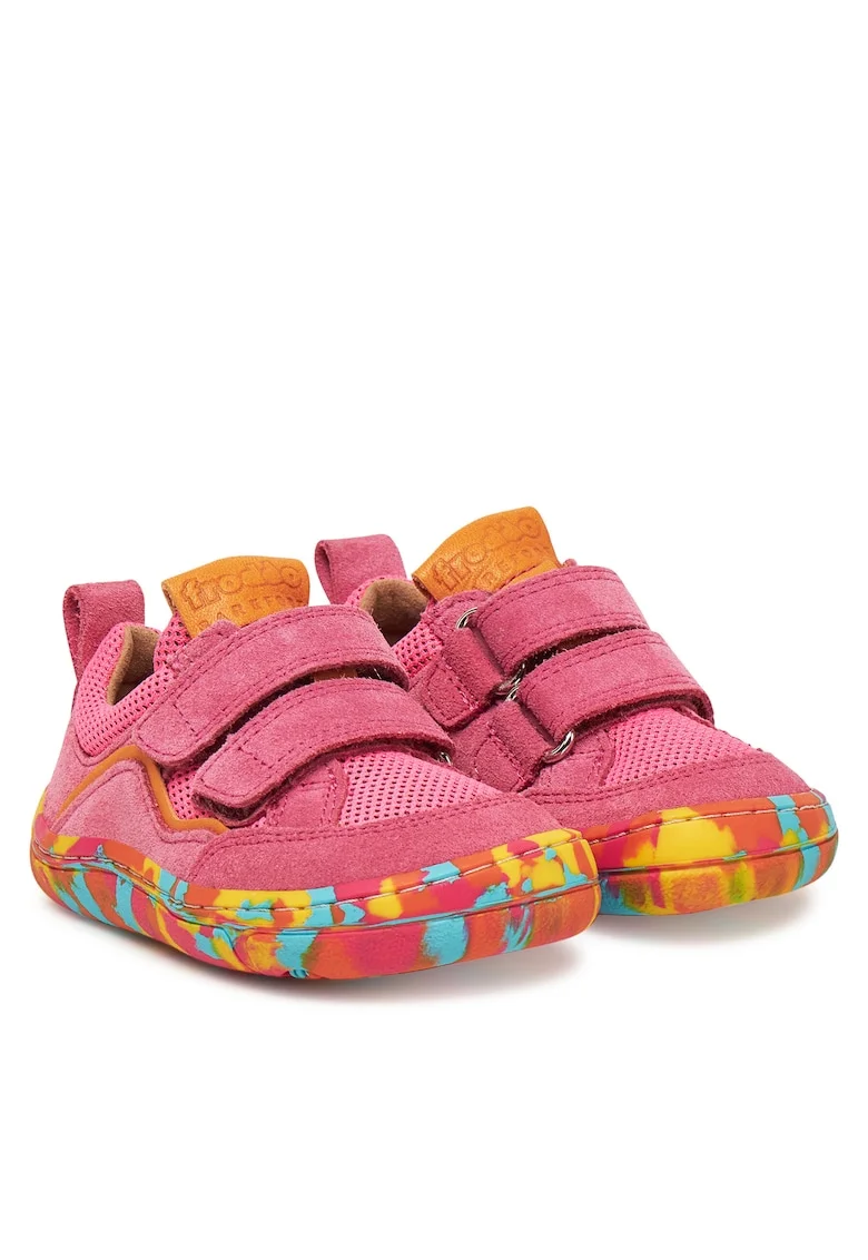 Pantofi sport copii,  piele naturala, roz, velcro