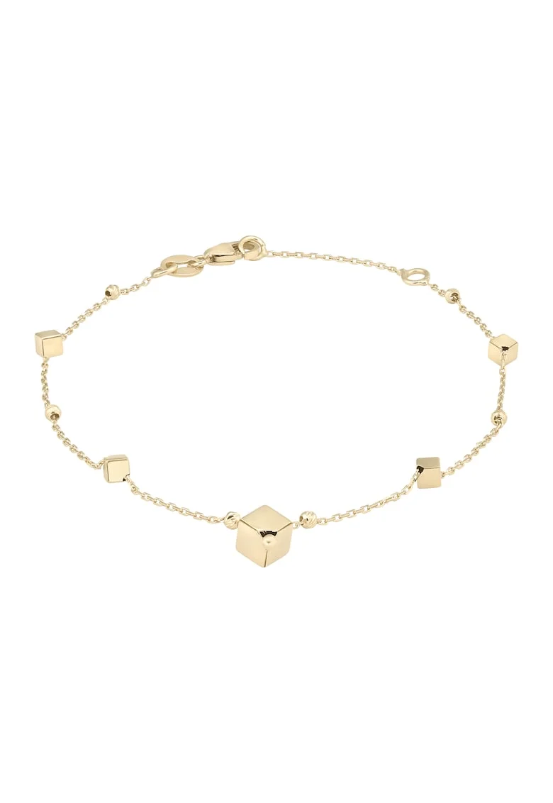 Bratara din Aur Galben de 18 kt cu Bile Diamantate si Cuburi,  1.42g
