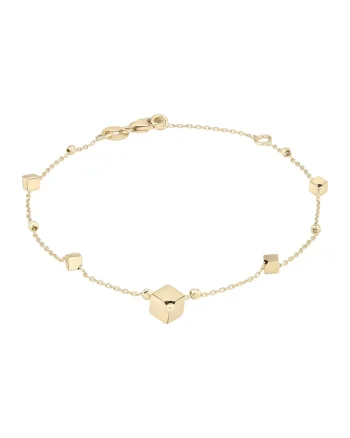 Bratara din Aur Galben de 18 kt cu Bile Diamantate si Cuburi,  1.42g