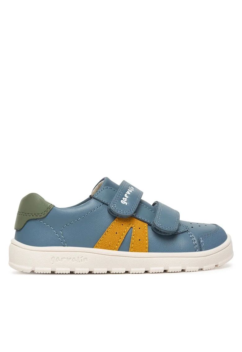 Pantofi sport copii,  piele naturala, albastru, sistem inchidere Velcro