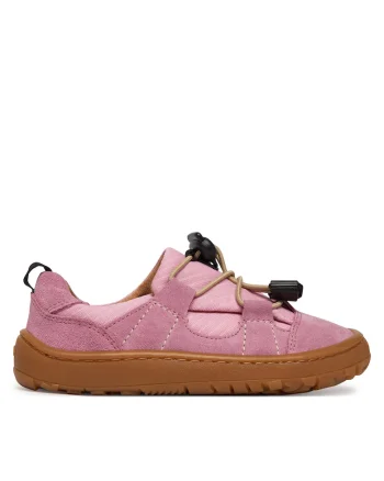 Pantofi sport copii,  piele intoarsa, roz, tehnologie barefoot