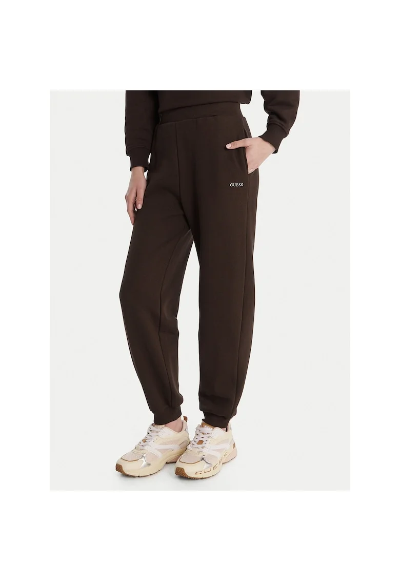 Pantaloni sport dama,  bumbac, maro, 85% bumbac, 15% poliester
