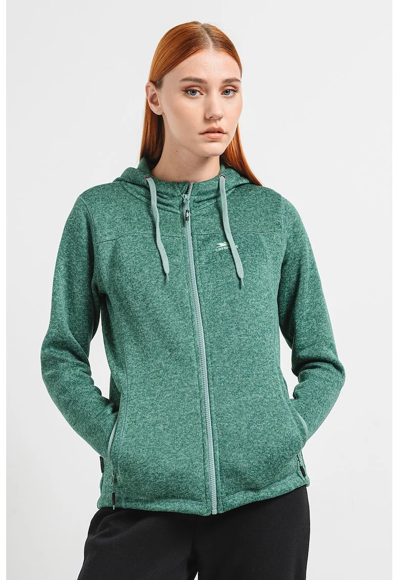 Hanorac cu captuseala din material fleece pentru drumetii Odelia, Verde melange