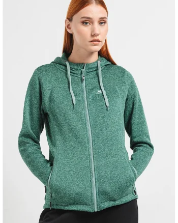 Hanorac cu captuseala din material fleece pentru drumetii Odelia, Verde melange
