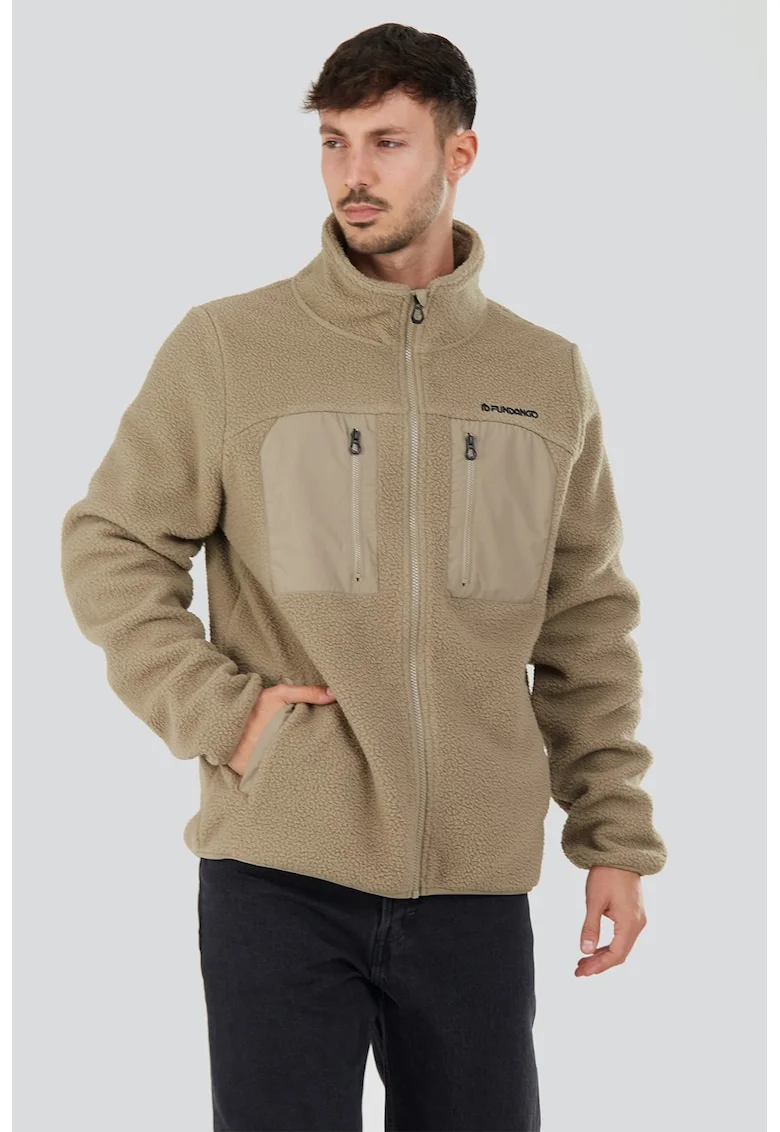 Bluza de trening cu fermoar, Bej