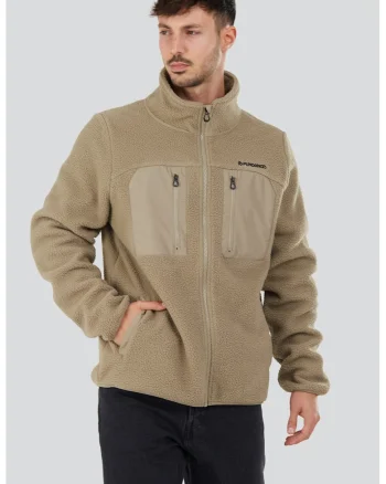 Bluza de trening cu fermoar, Bej