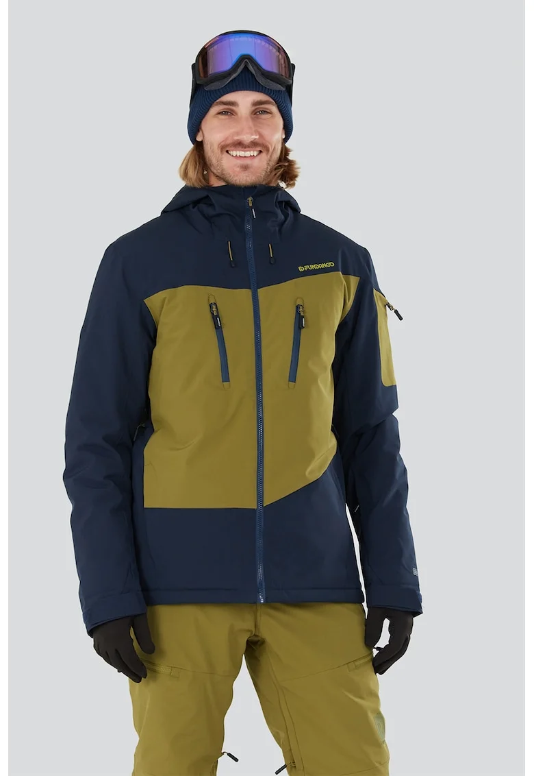 Jacheta cu model colorblock, pentru schi Privet Allmountain, Verde masliniu/Bleumarin