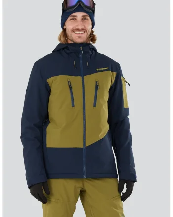 Jacheta cu model colorblock, pentru schi Privet Allmountain, Verde masliniu/Bleumarin