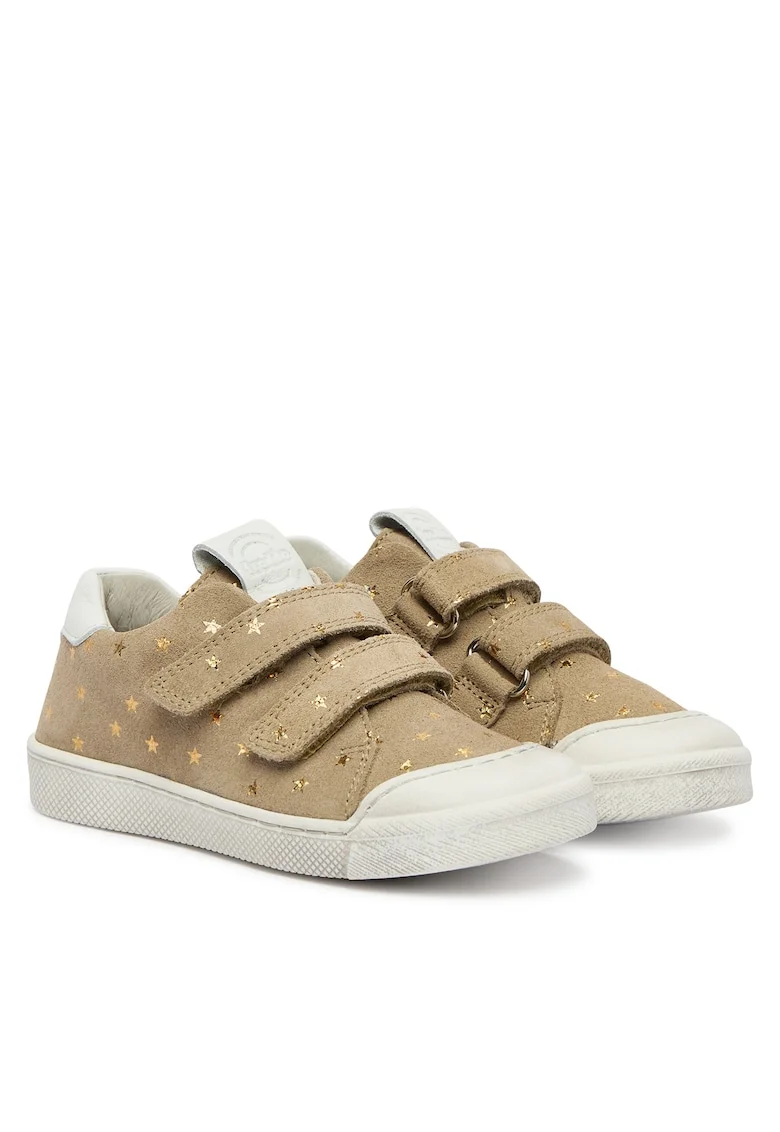 Pantofi sport Fete,  piele naturala, sistem de inchidere Velcro, bej,