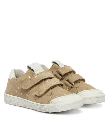 Pantofi sport Fete,  piele naturala, sistem de inchidere Velcro, bej,