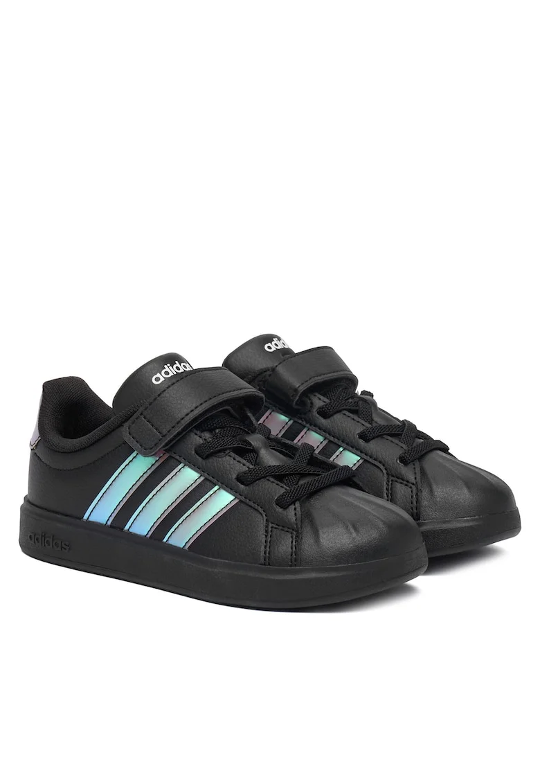 Pantofi sport copii,  negru, piele ecologica, cu sistem de inchidere Velcro
