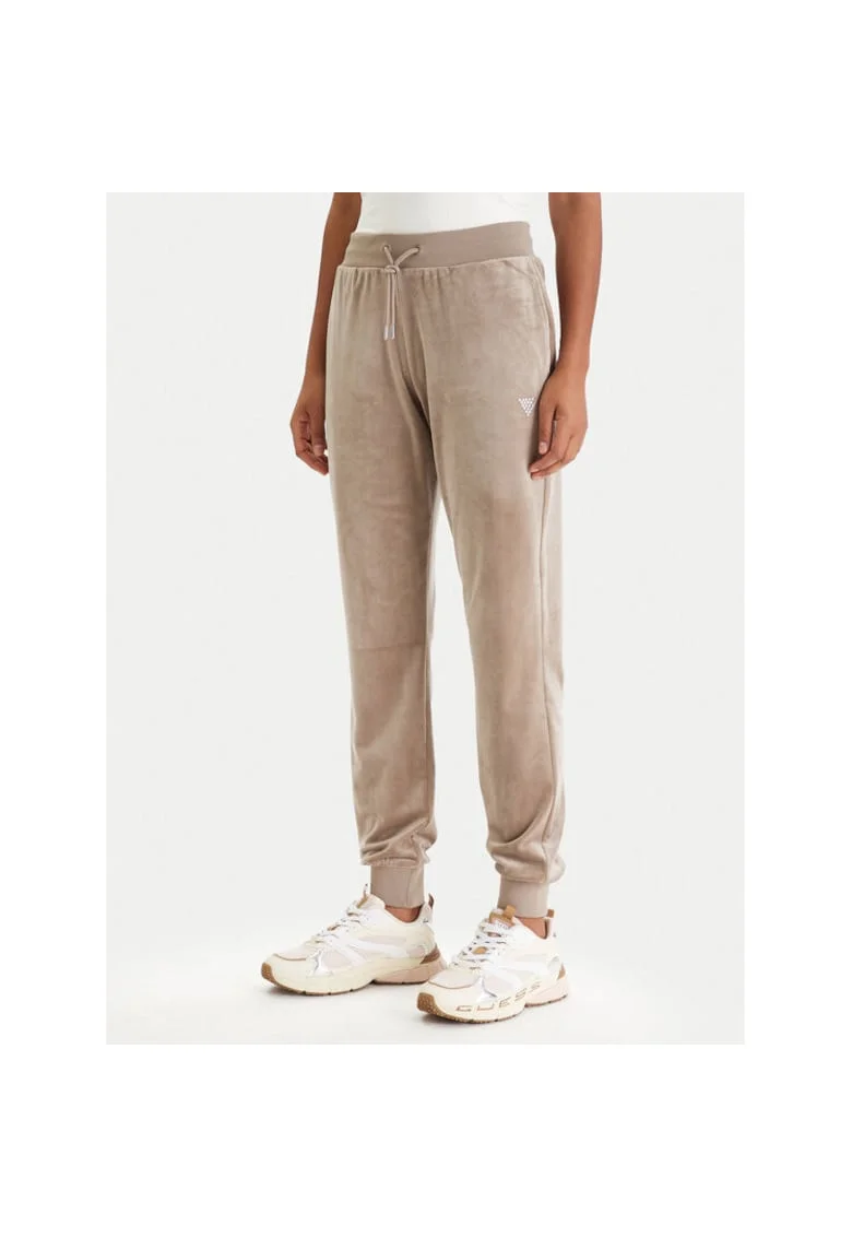 Pantaloni sport dama,  bej, poliester, spandex