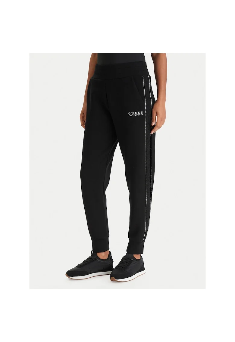 Pantaloni sport dama,  negru, poliester-viscoza-elastan