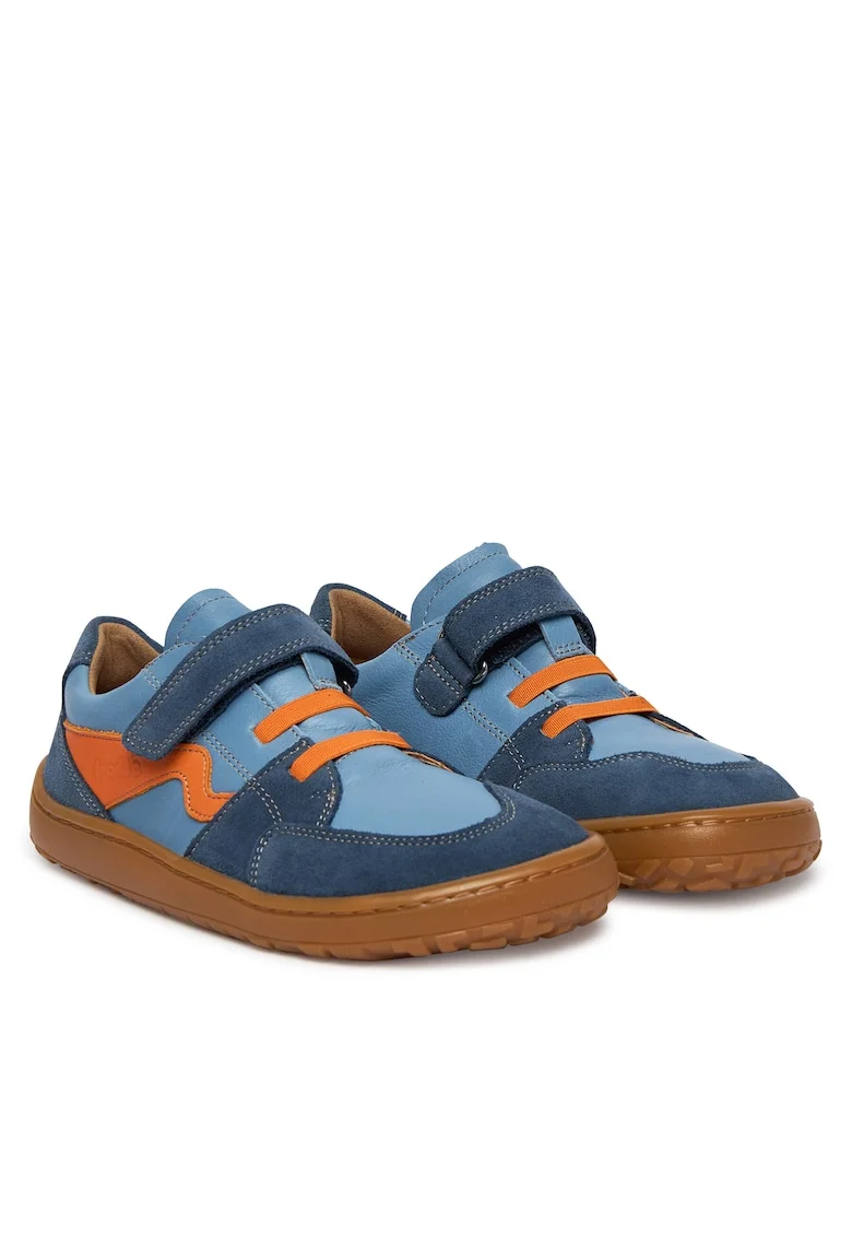 Pantofi sport copii,  piele naturala, albastru, sistem inchidere Velcro