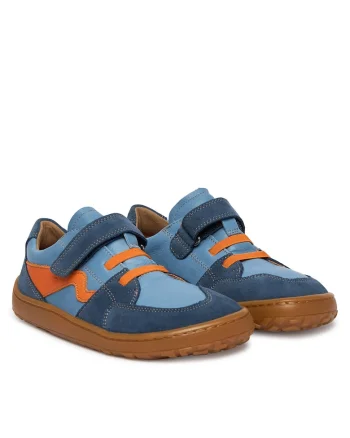 Pantofi sport copii,  piele naturala, albastru, sistem inchidere Velcro