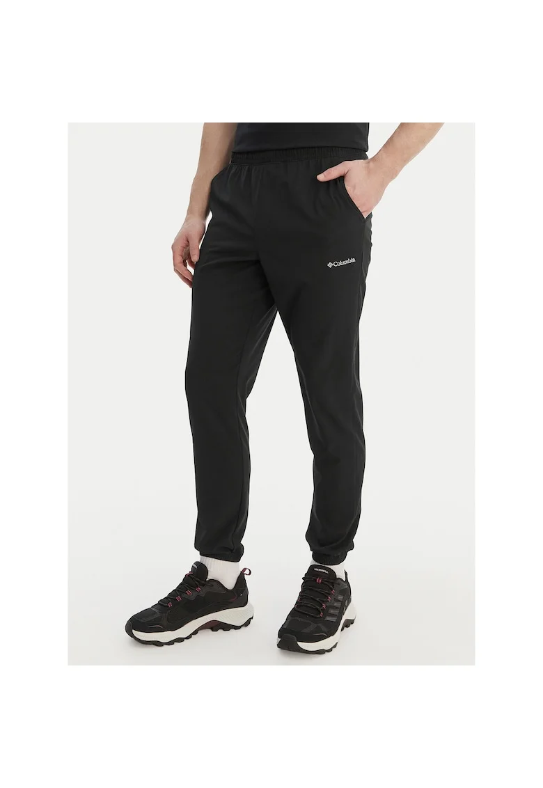 Pantaloni sport barbati,  poliester, negru, 92% poliester, 8% elastan