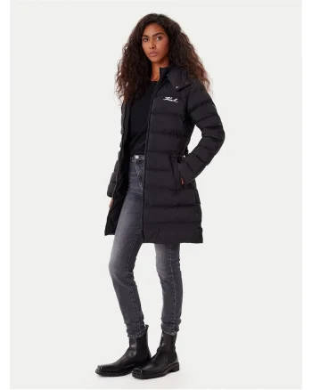 Geaca de iarna,  slim fit, negru, poliamida,