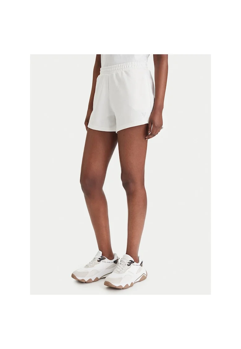 Pantaloni sport de dama,  alb, 55% poliester, 45% bumbac