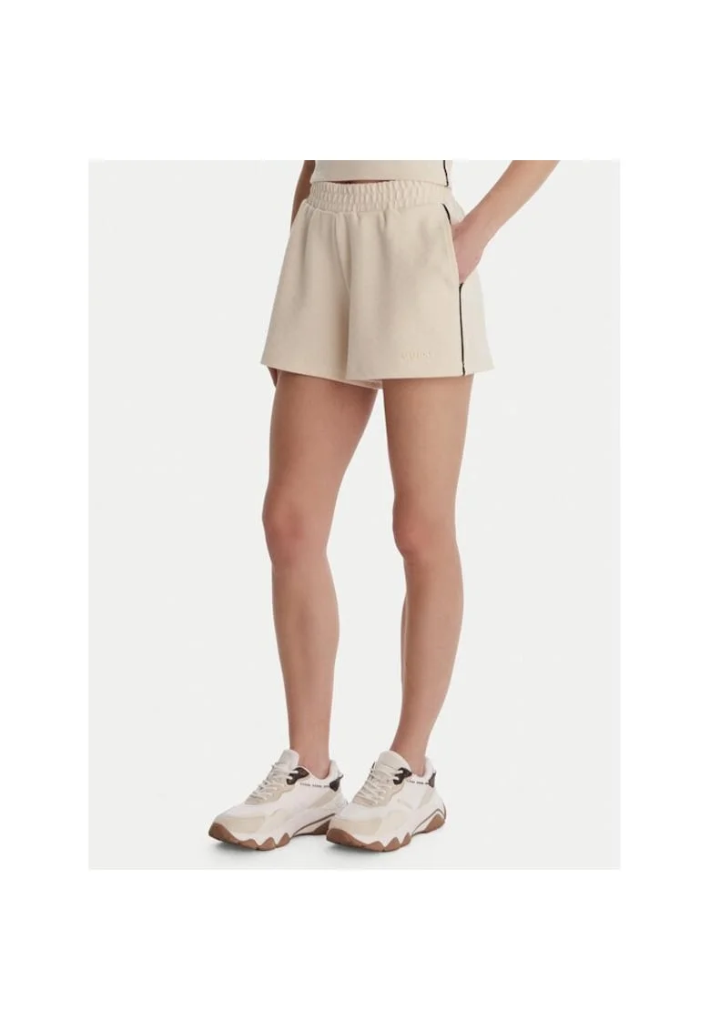 Pantaloni scurti sport dama,  ecru, 49% poliester, 46% viscoza, 5% elastan