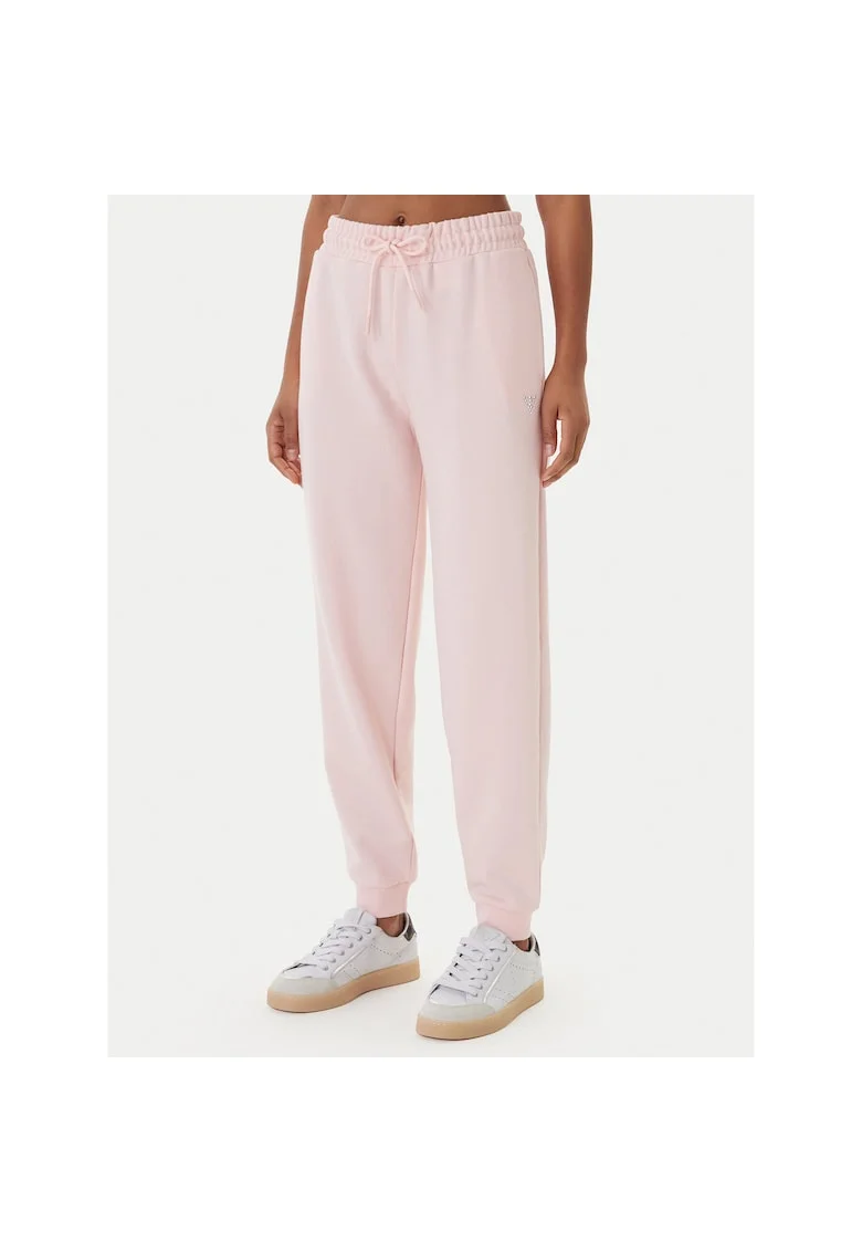 Pantaloni sport dama,  roz, 55% poliester, 45% bumbac