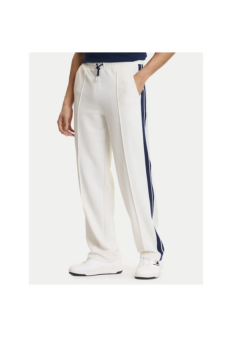 Pantaloni sport barbati,  poliester, ecru, 97% poliester, 3% elastan
