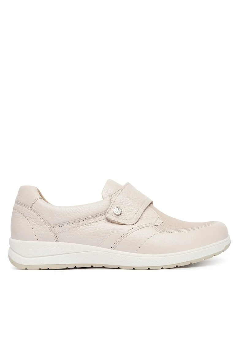 Pantofi sport dama,  piele naturala, bej, cu sistem inchidere Velcro