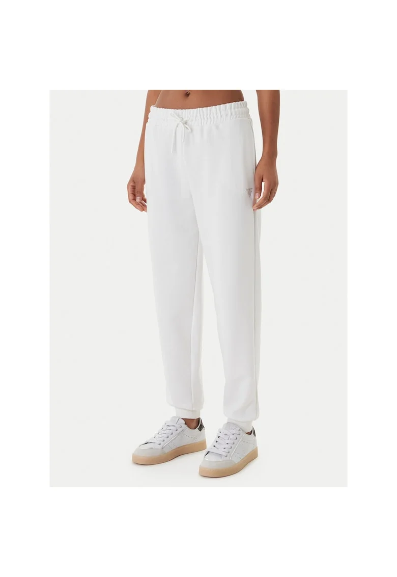 Pantaloni sport de dama,  alb, 55% poliester, din 45% bumbac