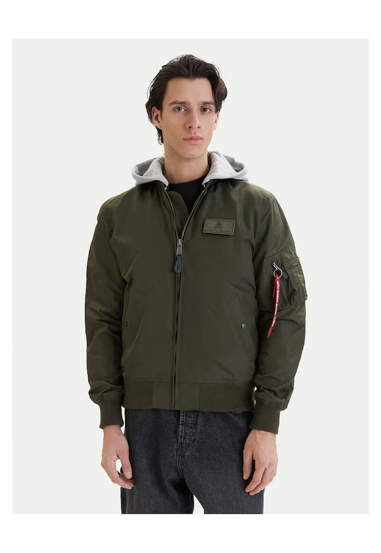 Geaca bomber Barbati,  Nylon, gri,