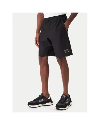 Pantaloni scurti sport Barbati,  poliester, negru, 90% poliester, 10% elastan