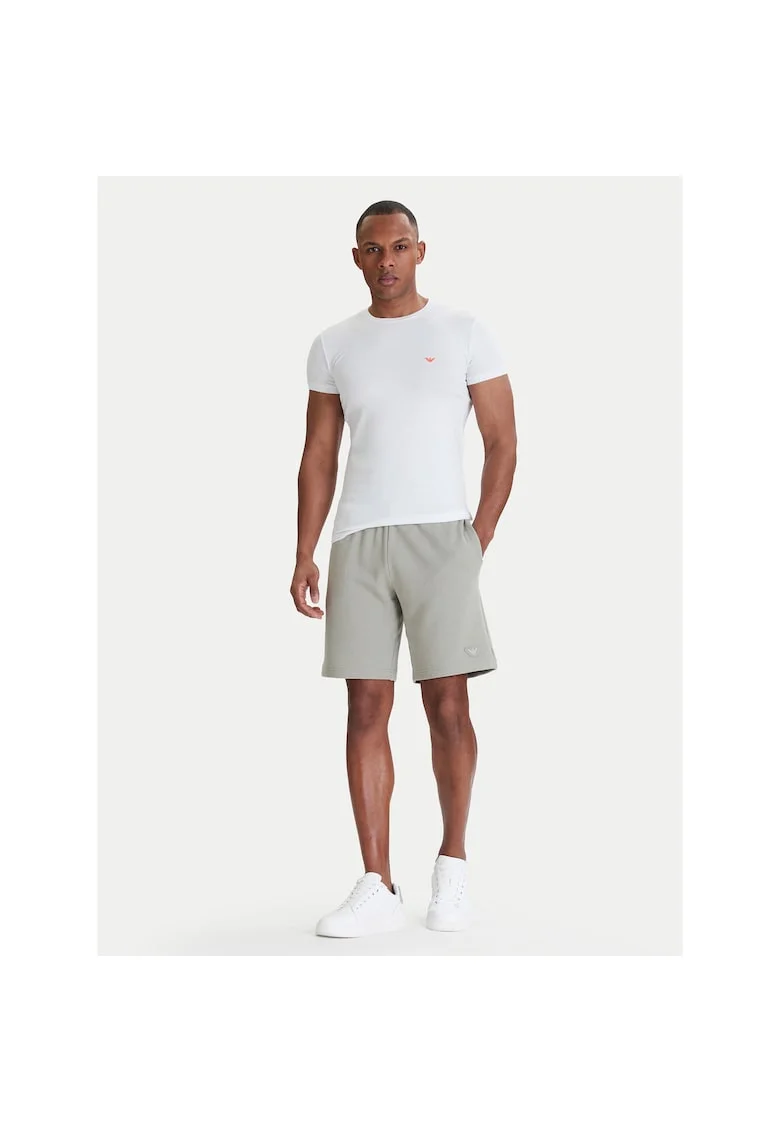 Pantaloni scurti sport Barbati, Emporio Armani, bumbac/modal, bej