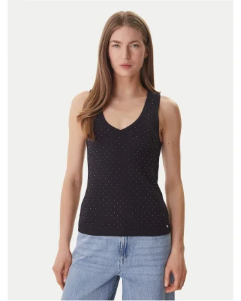 Top Dama,  Negru, bumbac si poliester