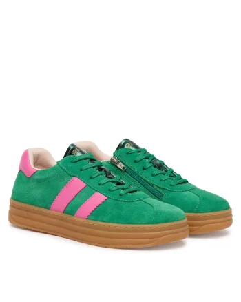 Pantofi sport copii,  piele naturala, verde,