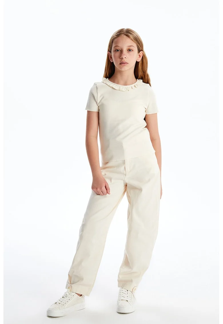 Pantaloni cu croiala ampla, Crem