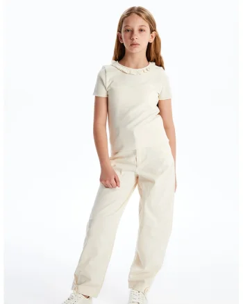 Pantaloni cu croiala ampla, Crem