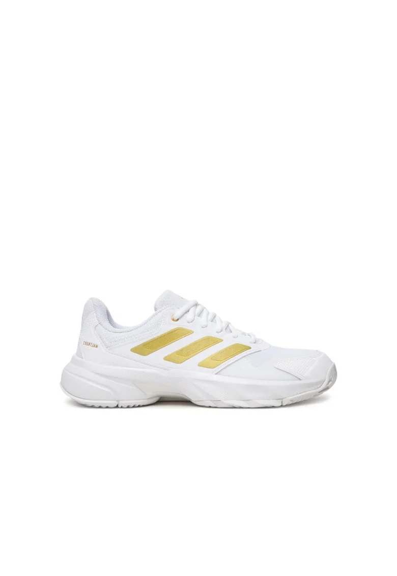 Pantofi tenis dama,  material textil/sintetic, alb/auriu, tehnologie Cloudfoam